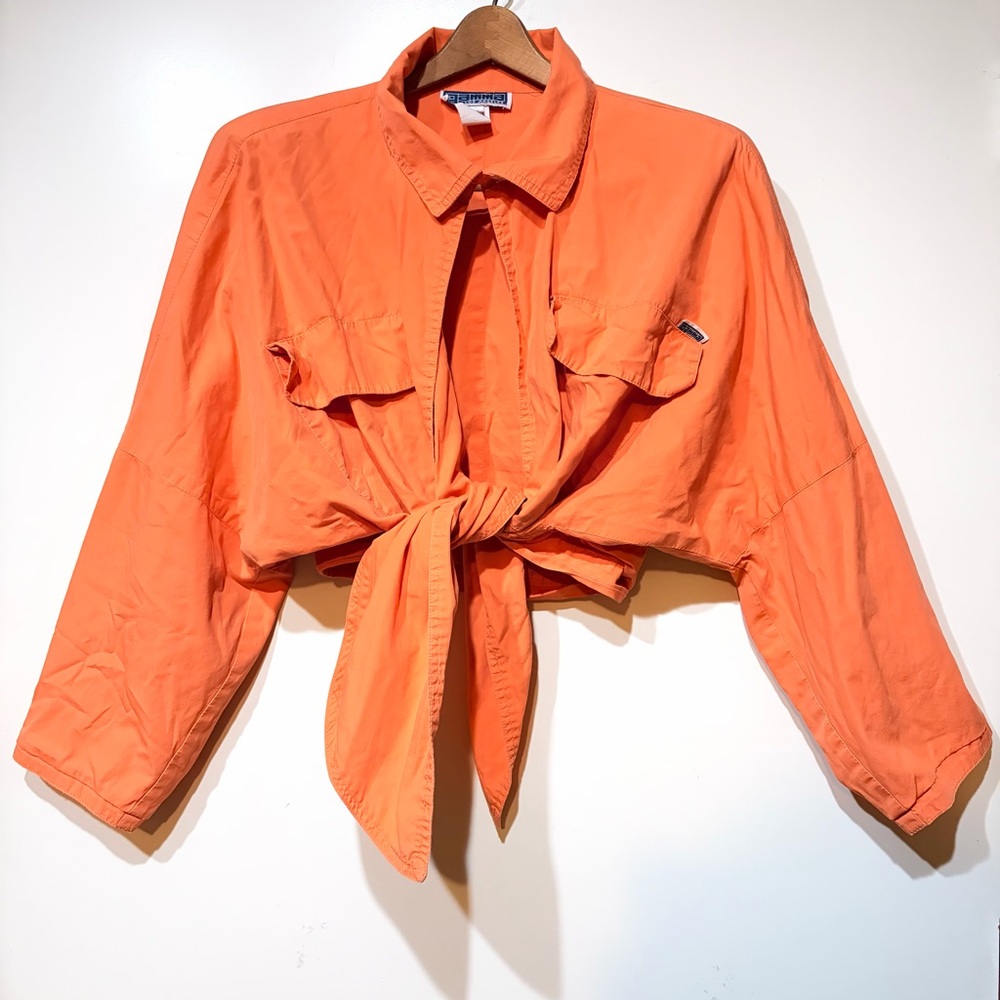 Vintage- GAMMA Los Angeles 🧡 Orange Tie-Front Crop Top